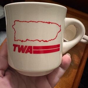 Cream Mug with Red Design